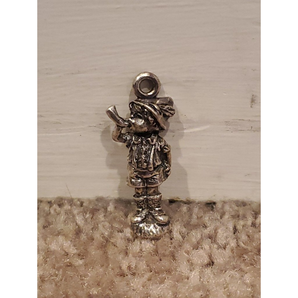 Vintage Reed & Barton Boy With Horn Silver Plated Charm Pendant For Necklaces